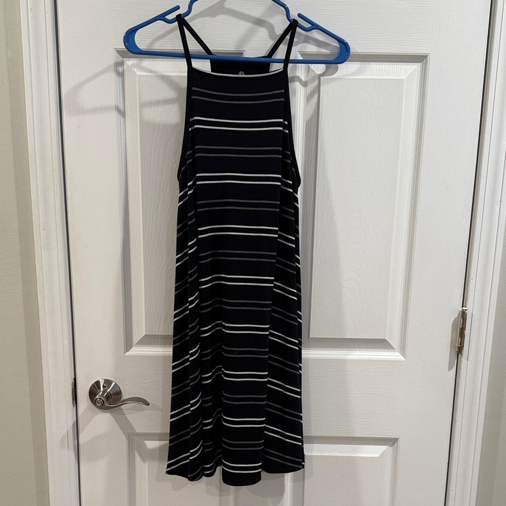 SO Black and White Striped Swing Dress